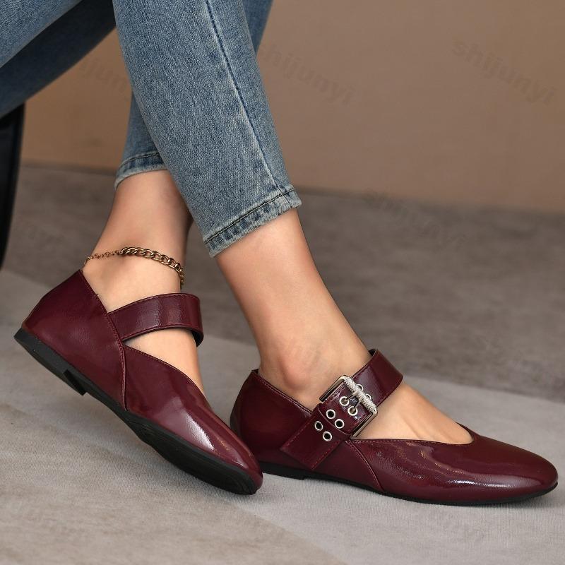 Women Flats Spring New Fashion Buckle Strap Leopard Print Square Toe Shallow Mary Jane Shoes French Style Versatile Flat Loafers