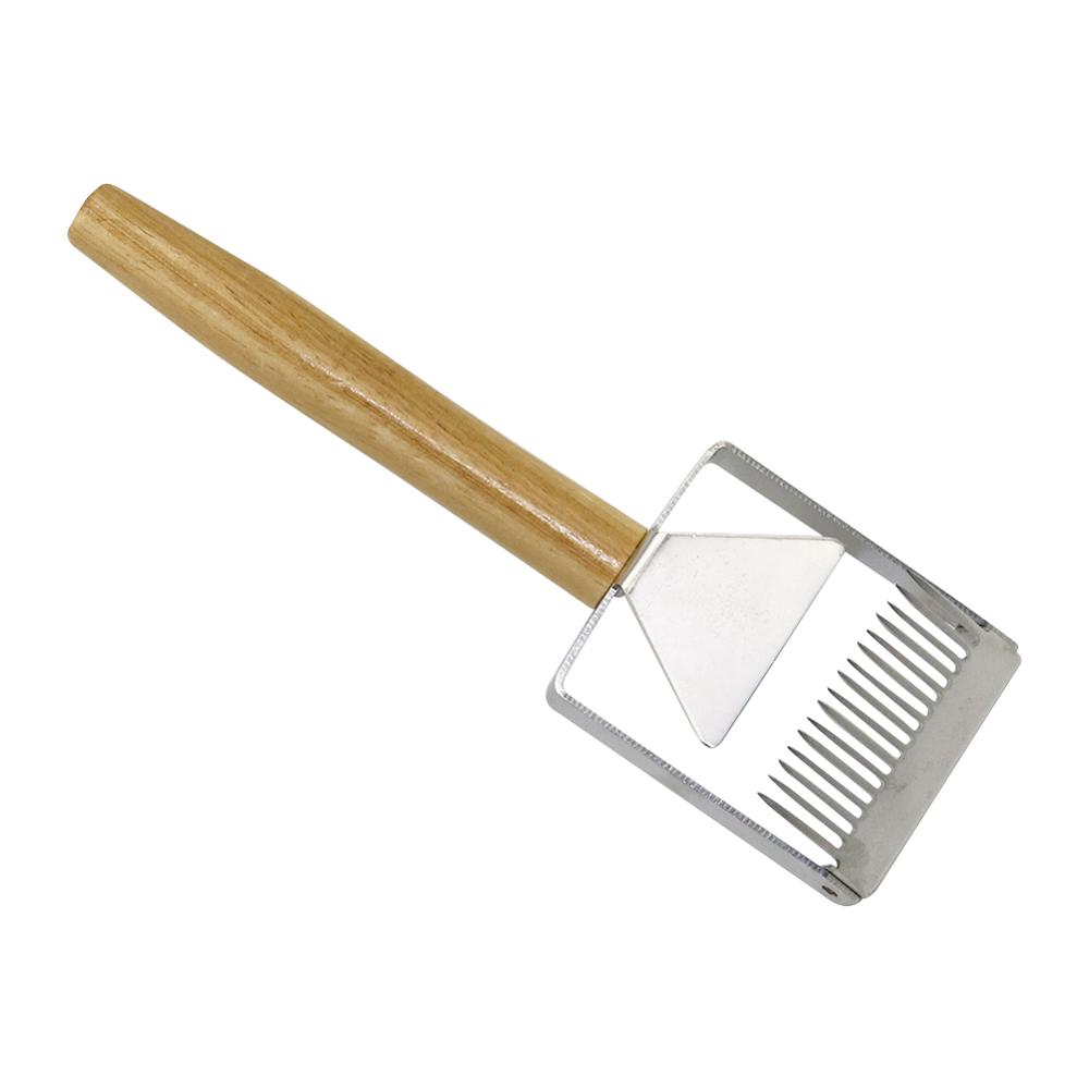 Apiculture Beehive Honey Cutter Uncapping Scraper Stainless Steel Wooden Handle Honeycomb Needle Type Scraping Shovel Beekeeping