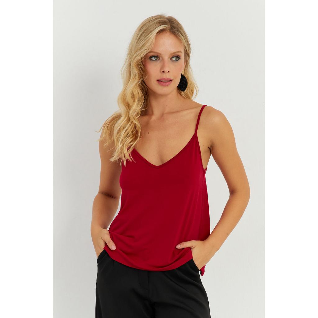 Damska bluzka na czarnych ramiączkach Ayd269