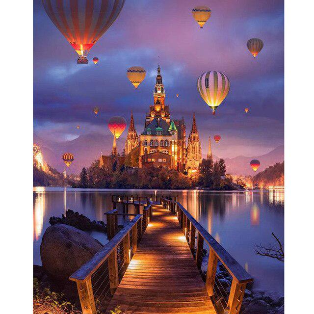 Scenery DIY 5D Diamond Painting Full Round Drill City Street Diamond Embroidery Cross Stitch Rhinestone Mosaic Home Decor Gift