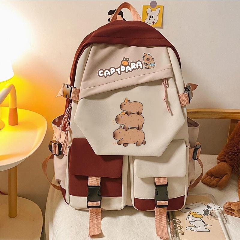 Capybara Cartoon Cute Capybara Youth Large Capacity Backpack Versatile School Bag