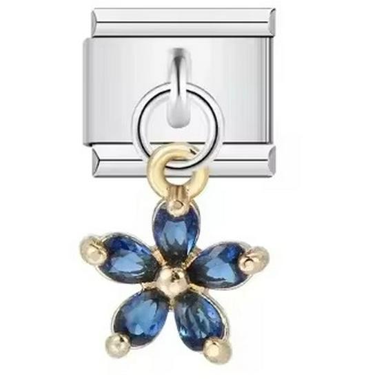 Five-Petal Flower Grass Pendant, Italian Charm, Stainless Steel Bracelet Jewelry