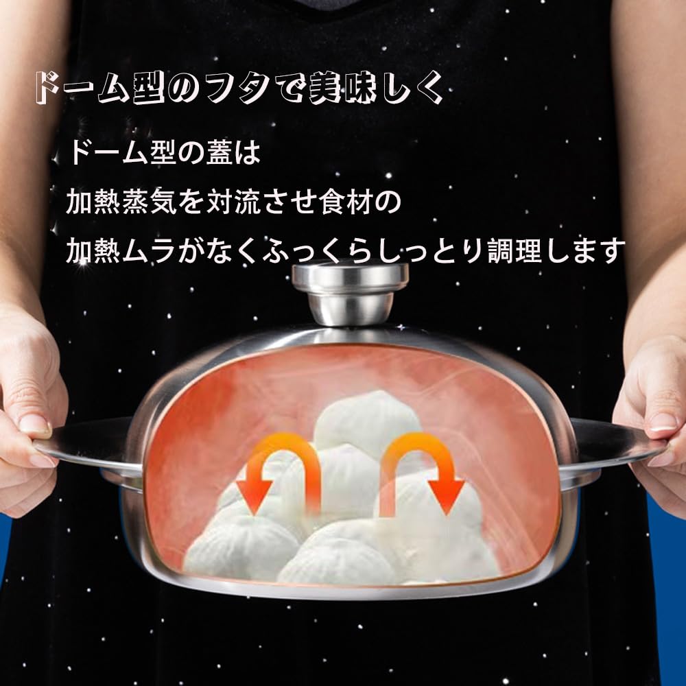 Doveja Dampfhaube für Pfannen, 20-26cm, 18-8 Edelstahl, Hohe Kuppel, Dickes Material, Einfaches Dämpfen auf der Pfanne, Beliebt bei großen Restaurants