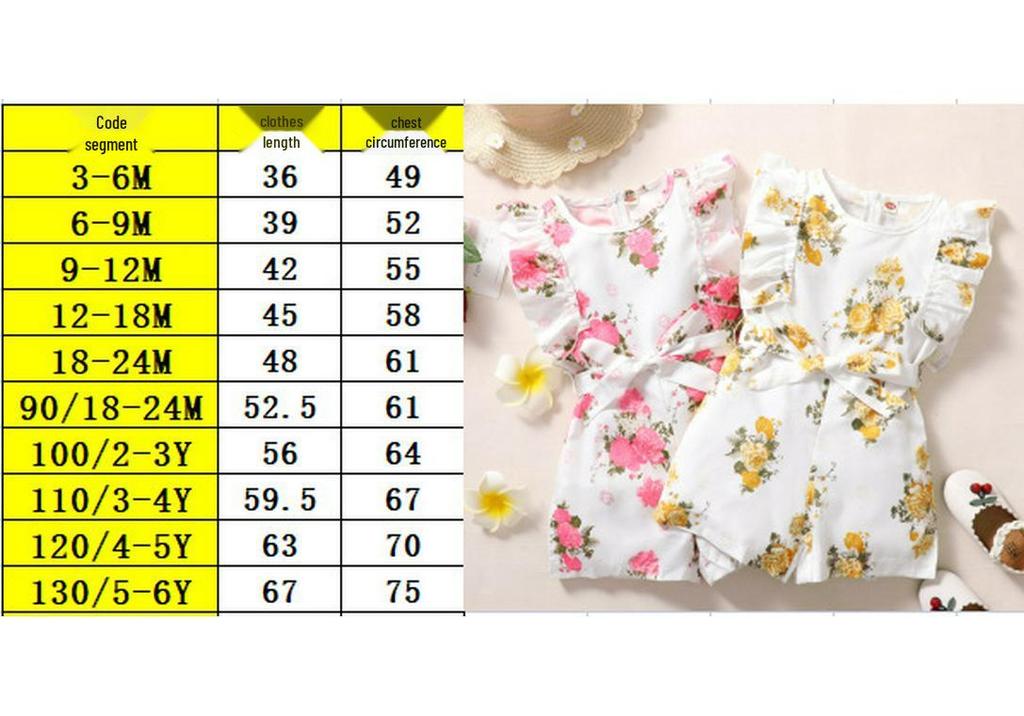 Floral Ruffle Sleeveless Baby Girl Romper Jumpsuit