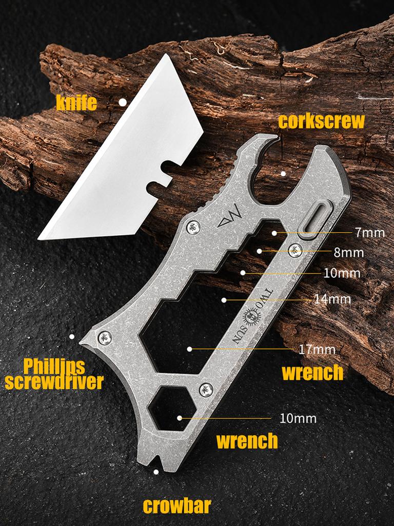 9in1 Multifunction Titanium Alloy SK5 Knife Crowbar Screwdriver Bottle Opener Outdoor Camping Riding Wrench EDC Window Breaker