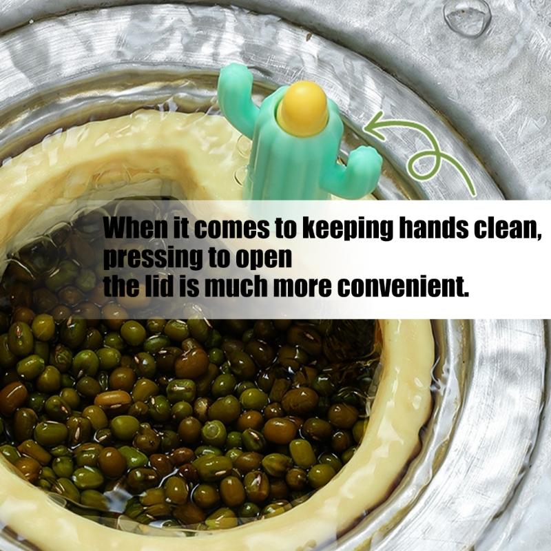 2Pcs Cactus Shaped Press Release Draining Basket Food Waste Catcher Sink Draining Basket Filter Easily to Clean