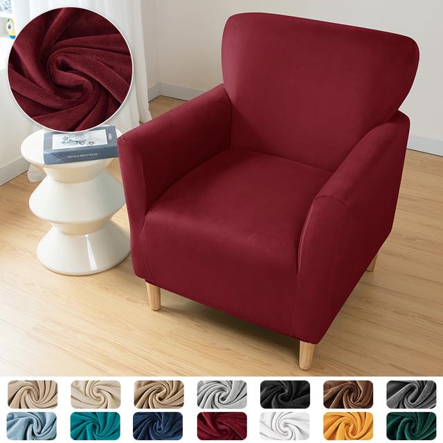 Velvet Tub Sofa Cover For Living Room Elastic Club Armchair Slipcovers Stretch Single Couch Chair Covers Home Bar Counter Hotel