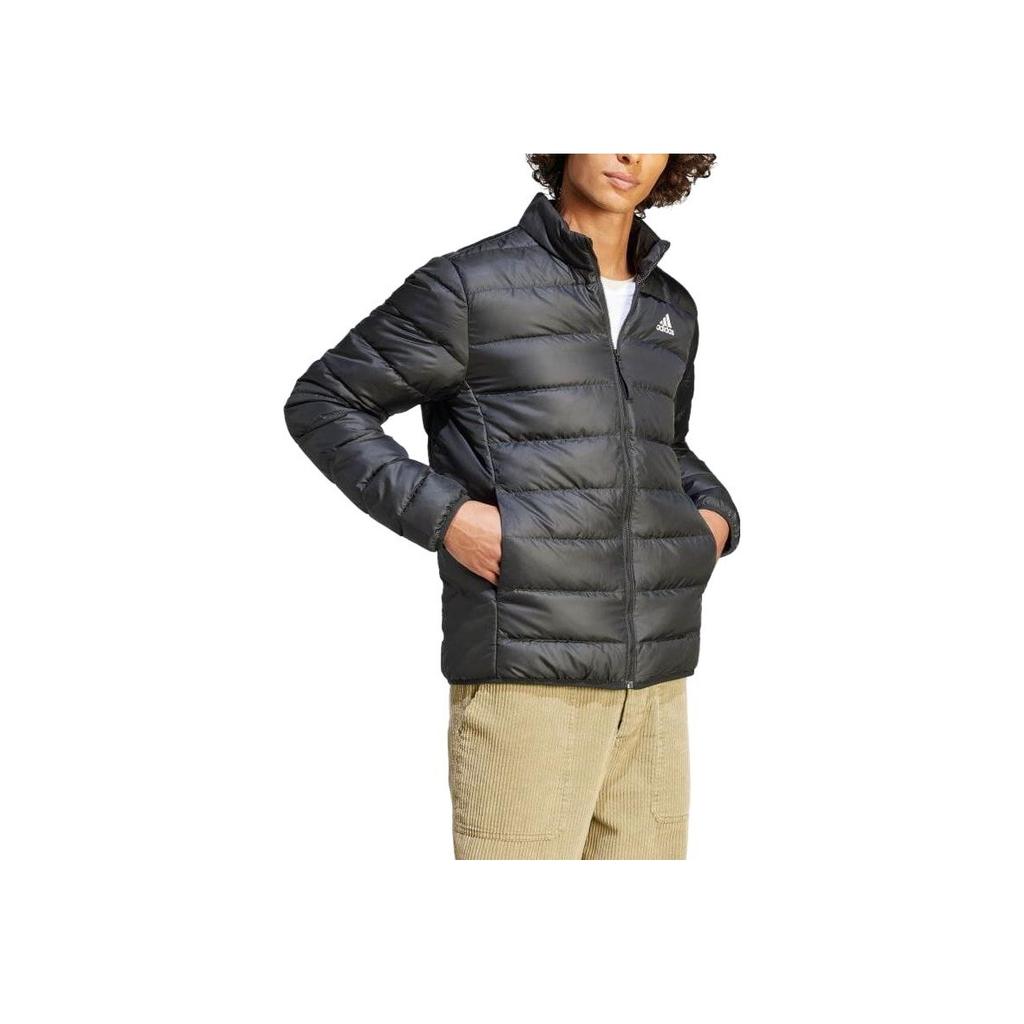 Adidas Essentials Light Down Jacket Solid Color Stand Collar Zipper Long Sleeve Jacket Men Jacket Black HZ5730