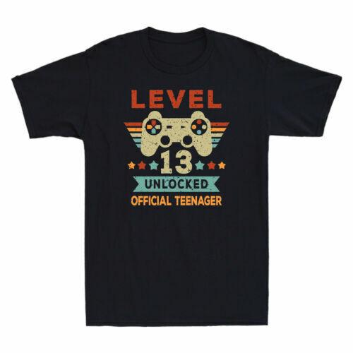 Level 13 Unlocked Teenager 13th Birthday Novelty Gamer Gift Vintage T-Shirt Tee XXL