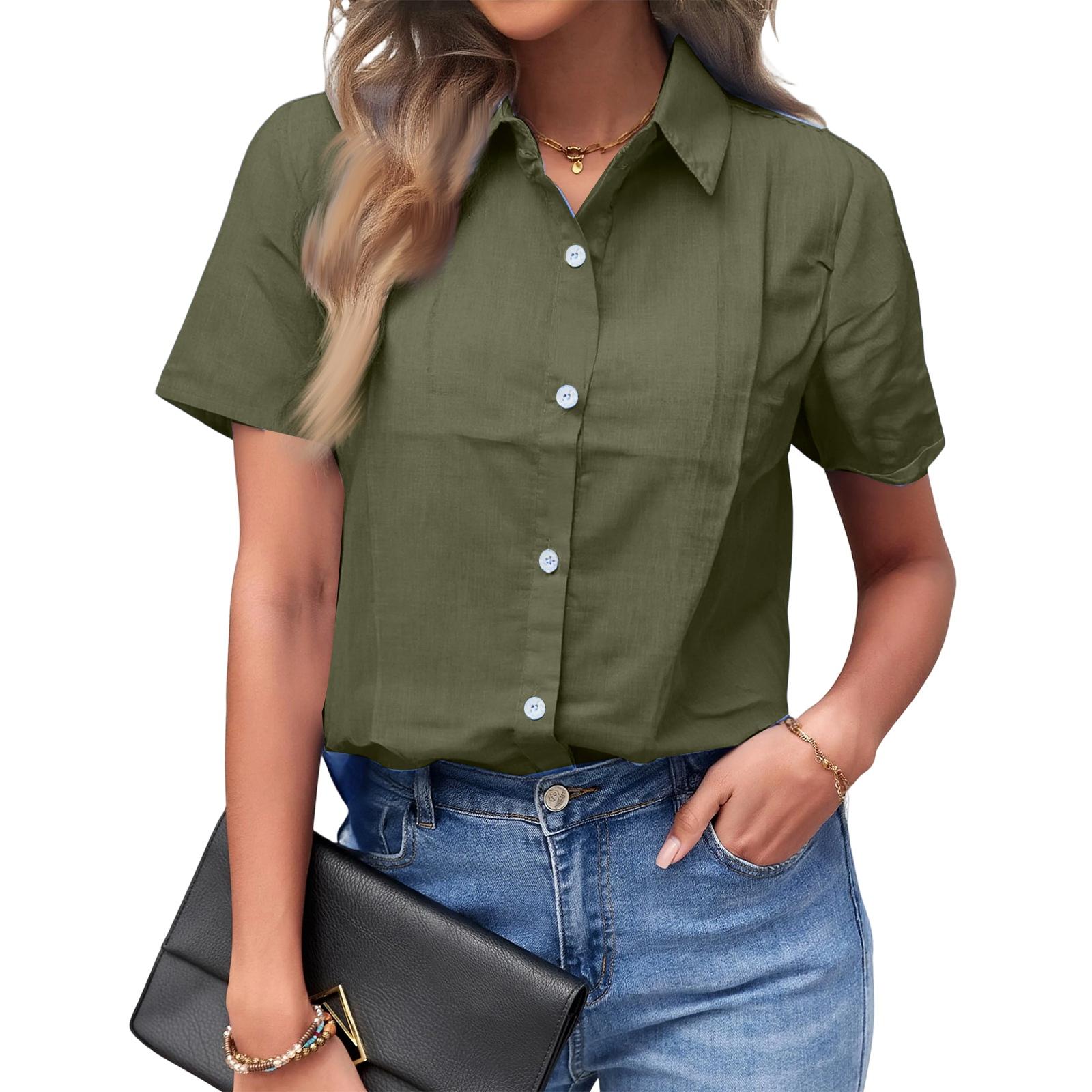 Женская универсальная классическая рубашка с коротким рукавом разных цветов M