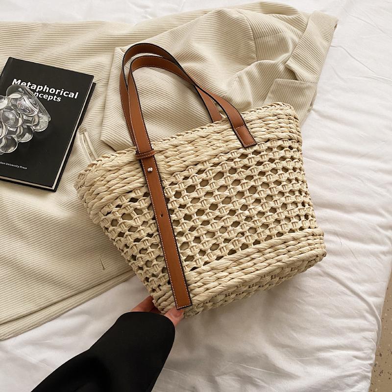 

Модный дизайн, ажурная тканая сумка, трендовая, большая вместимость, женская сумка на одно плечо, сумка через плечо, повседневная женская сумка-ведро с ручкой (30cm<Max Length<50cm)