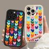 Colorful Heart Oil Painting Case for iPhone 16 E 15 14 13 12 Mini 11 Pro Max XS X 8 7 Plus SE Liquid Soft Silicone Back Cover