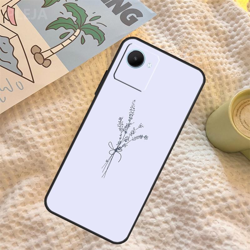 Lavender Purple Flowers Case For Realme C67 C63 C55 C51 C75 C61 C53 C35 C65 C71 11 12 13 14 15 Pro Plus GT6 GT7 Pro