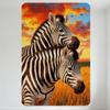Zebras Sunset Field Scene Metal Tin Sign, Golden Grass & Orange Sky Vintage Wall Decor for Bar Pub Home Cafe, 8x12 Inch Art Post