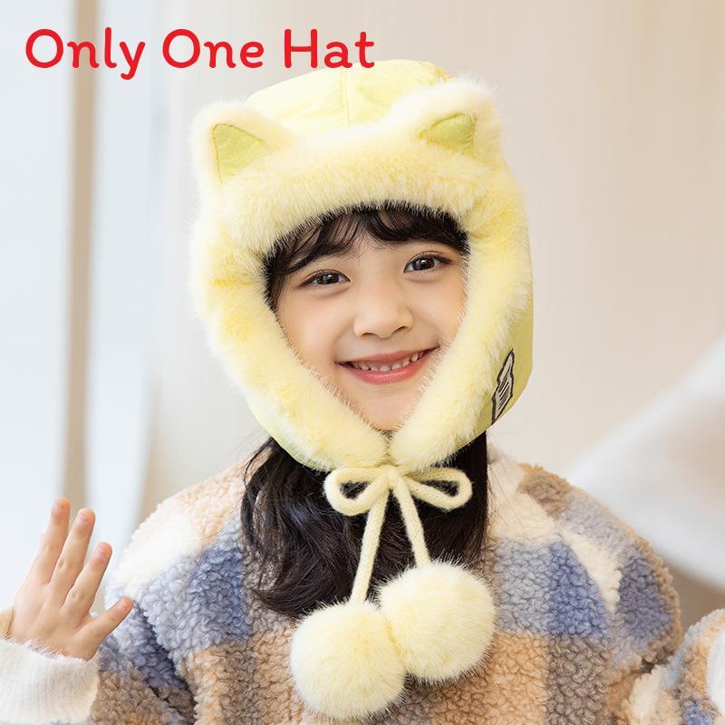 Winter Kids Hat With Fleece Lining And Cartoon Design For Cold Weather Comfort