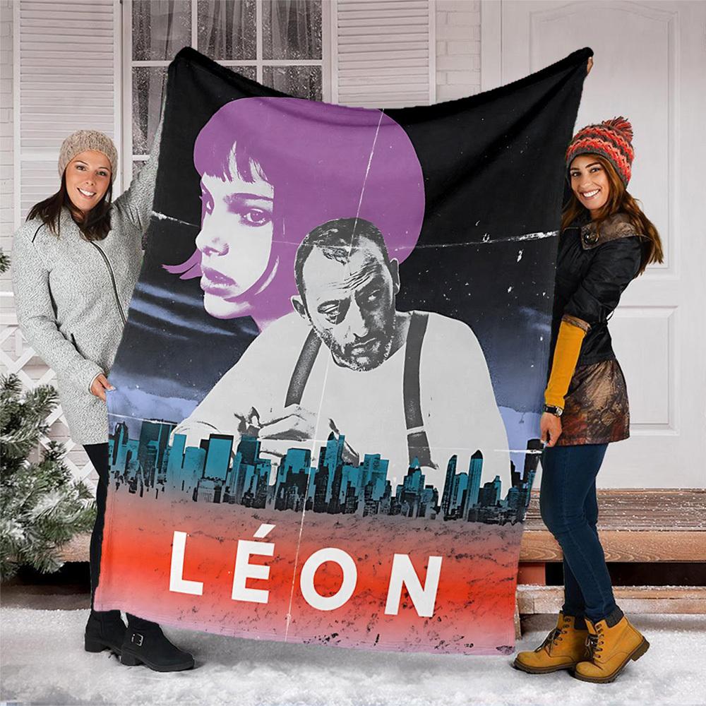 1pc Leon Movie Poster Outdoor Flannel Blanket, Cozy & Warm Soft Te Playful Design, Napping Camping,