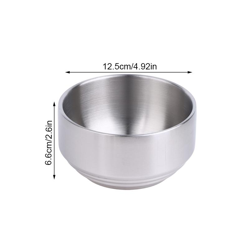 Stainless Steel Korean Style Food Storage Bowl For Rice, Snacks & Meal Prep,Double-layer Thick Durable
