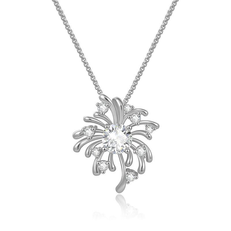 

Butterflykiss Flower Pendant Necklace For Women 6.5mm Zircon/Moissanite Inlay Pure Silver Plated Gold Shiny Fine Jewelry