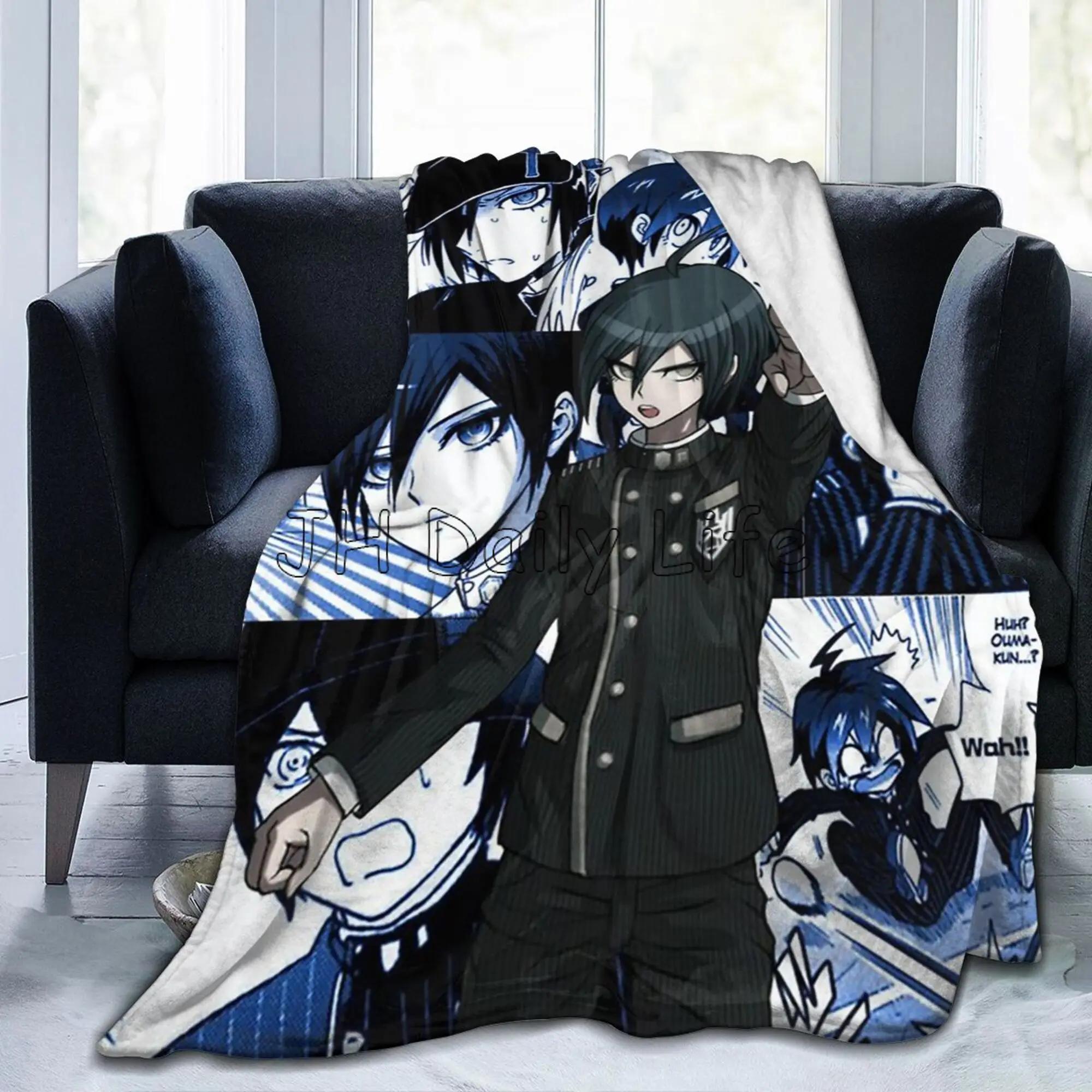 Kokichi Ouma Manga Print Flannel Blanket Danganronpa Manga Anime Cozy Fleece Blankets Lightweight Soft Warm Throw for Boys Girls 75X95CM