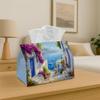 1pc Mediterranean Romantic Travel Tissue Box | Multi-functional Napkin Dispenser, Suitable for Home, Parties, Car Decoration Coastal Village - Decorat