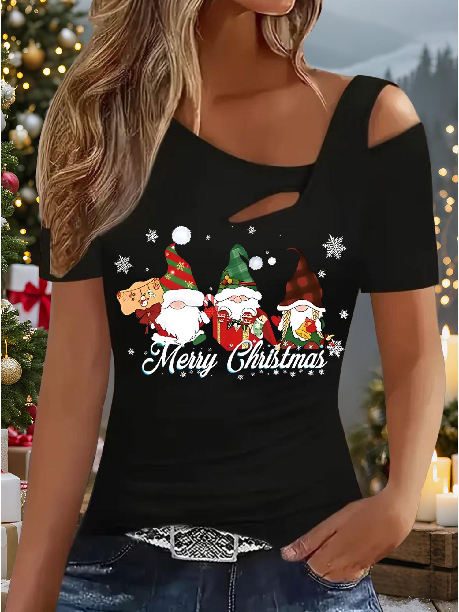 

Женский Новый Повседневный Топ Рождество Хэллоуин Рождественский Подарок Топы Рубашка Блузка S чёрный