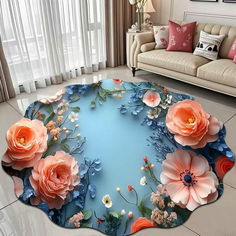 Wizualne maty podłogowe z kwiatami 3D i małe dywaniki, odpowiednie do przedpokojów, salonów i łazienek