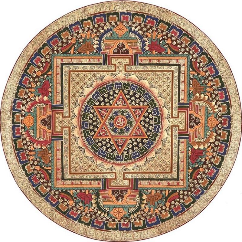 Mandala Print Round Carpet Nordic Modern Living Room Anti-Slip Rug Coffee Table Foot Pad Bedroom Floor Mats Bay Window Chair Mat