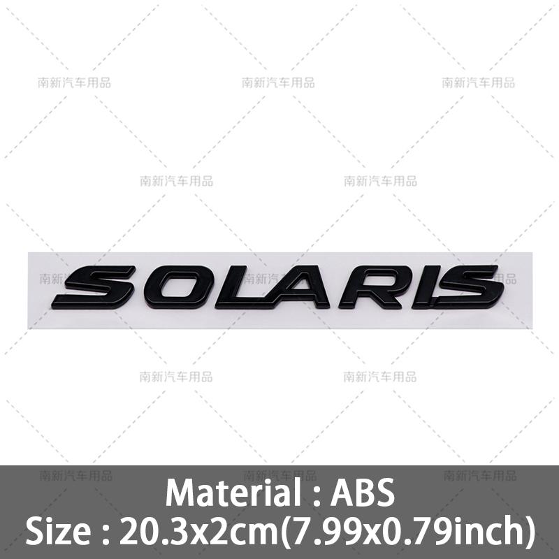 AAYT1 ABS SOLARIS Letter Word Stickers Car Rear Trunk Emblem Auto Body Decorative Stickers For Russia Hyundai Car Styling Accessories