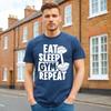 EAT SLEEP GYM REPEAT | GYM BOY | FIT MEN BODY | JOKE SARCASM | MEN'S TEE T-shirt