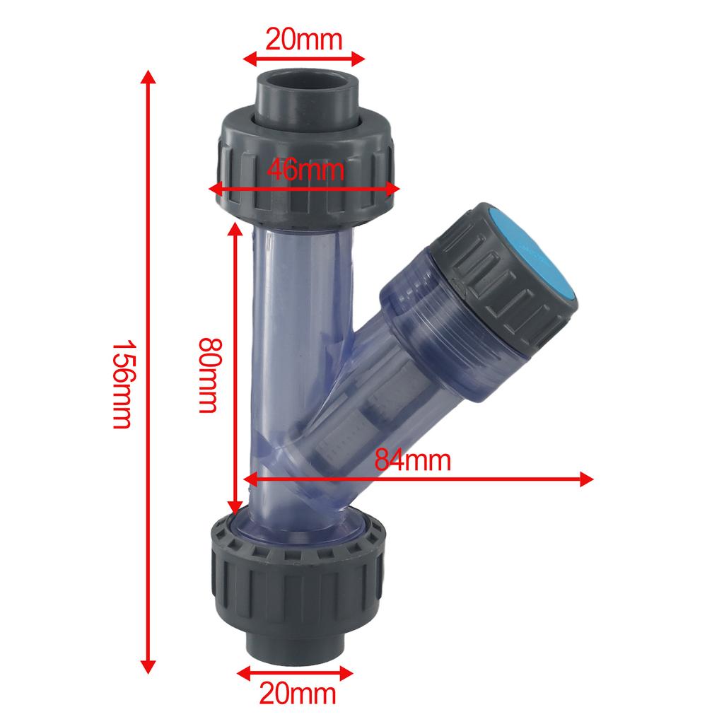 I.D 20~63mm Transparent PVC Y-Type Filter Aquarium Fish Tank Irrigation Filters Garden Water Pipe Filters Joint Fitting