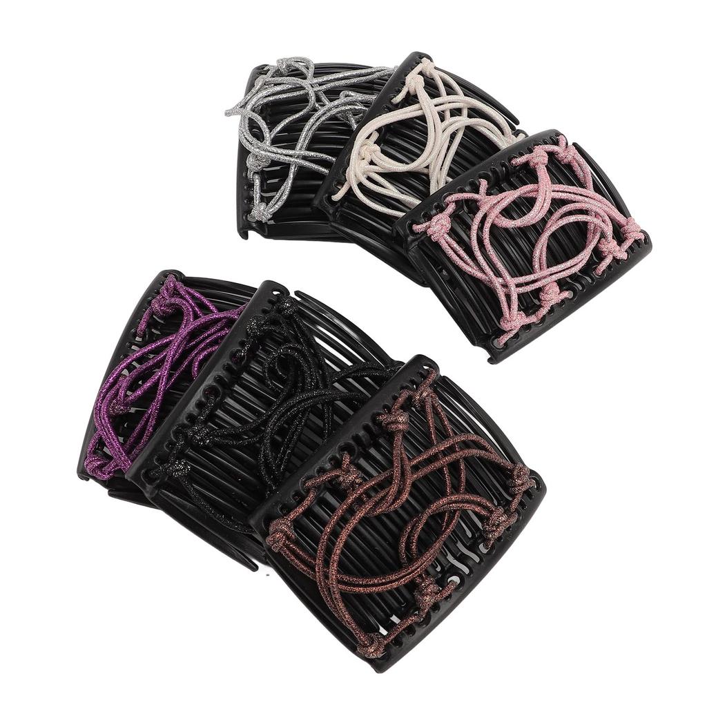 6 kusů Magické hřebeny do vlasů pro ženy Doplňky Pružný dvojitý hřeben Nastavitelné elastické sponky do vlasů