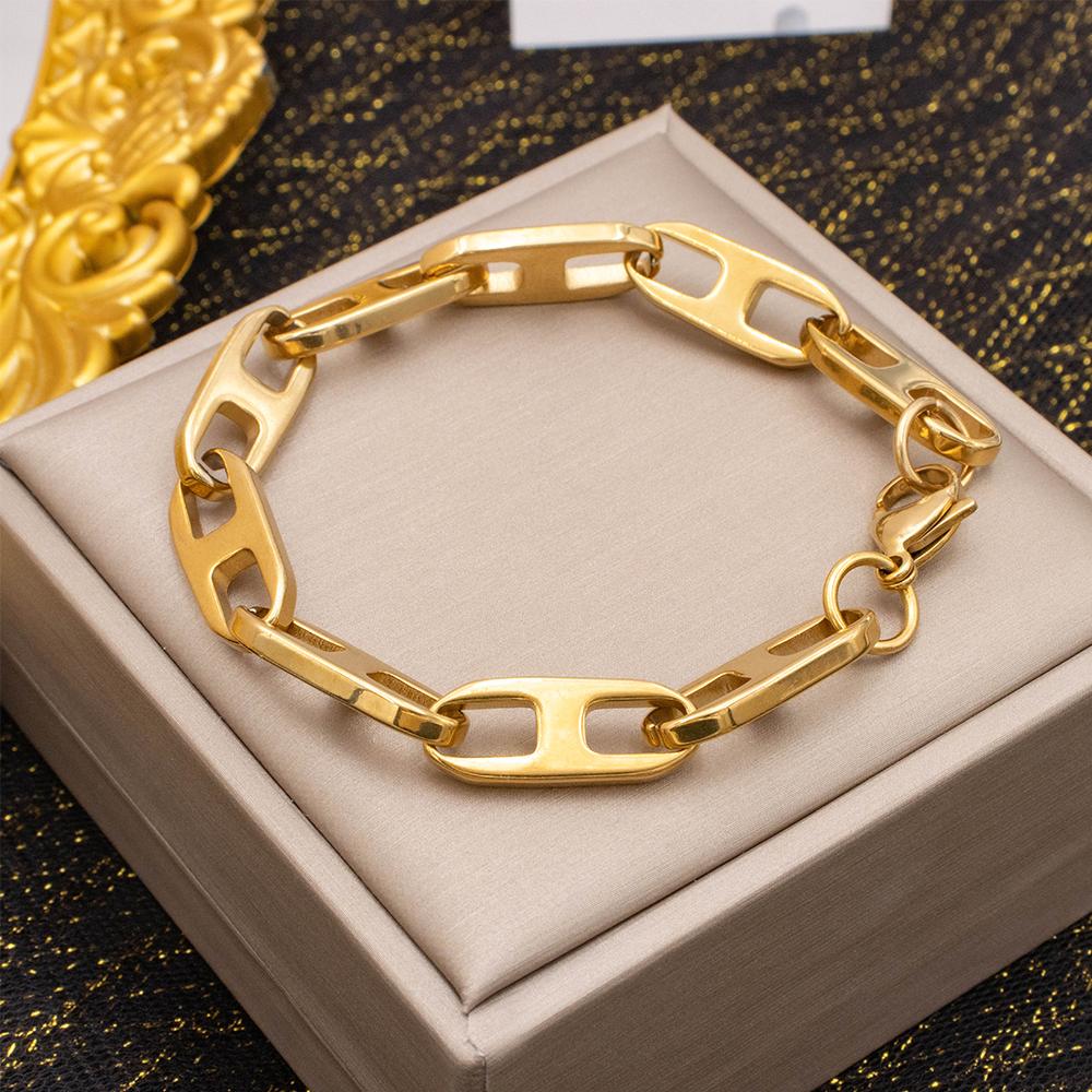 Unisex Chain Bracelet Silver and Gold Color - Simple Stainless Steel Jewelry Link Chain for Men Hypoallergenic Gift