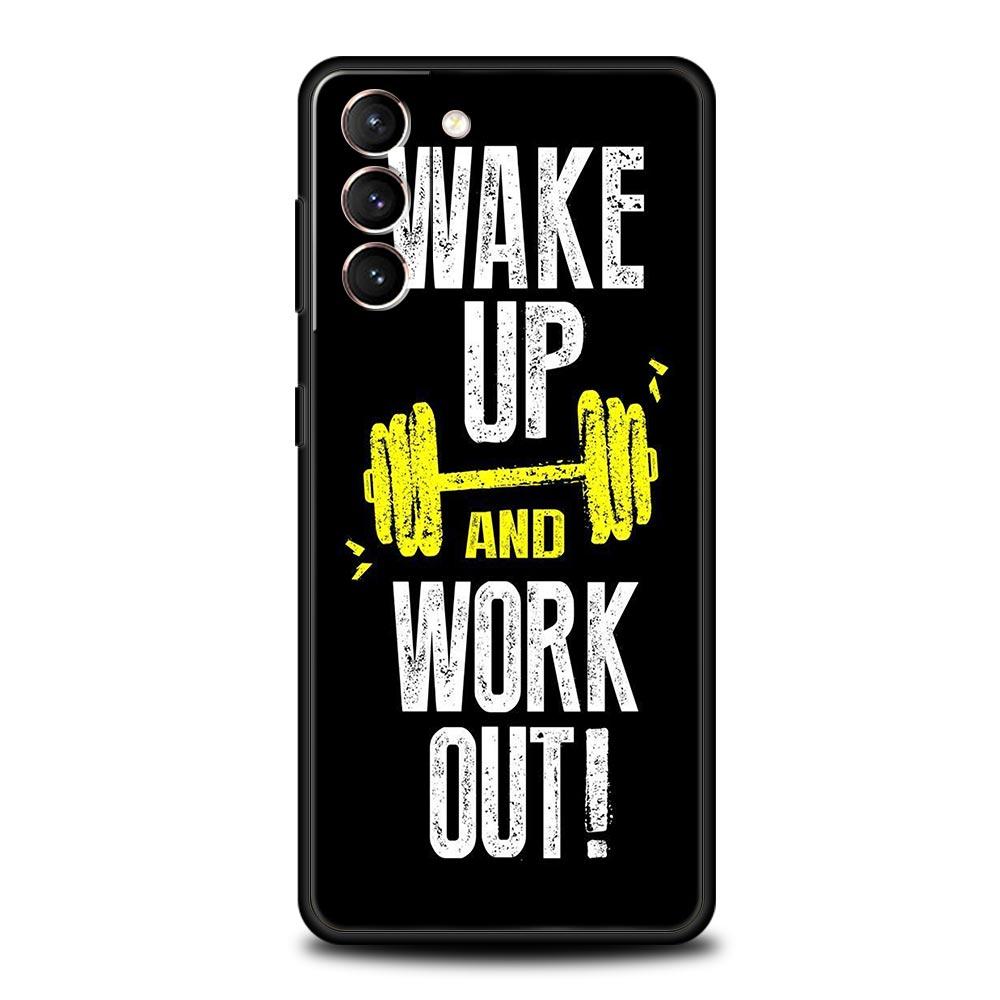 Gym Fitness Bodybuilding Phone Case For Samsung Galaxy S26 Ultra S25 Plus S24 FE S23 S22 5G S21 S20 Cover Black Soft