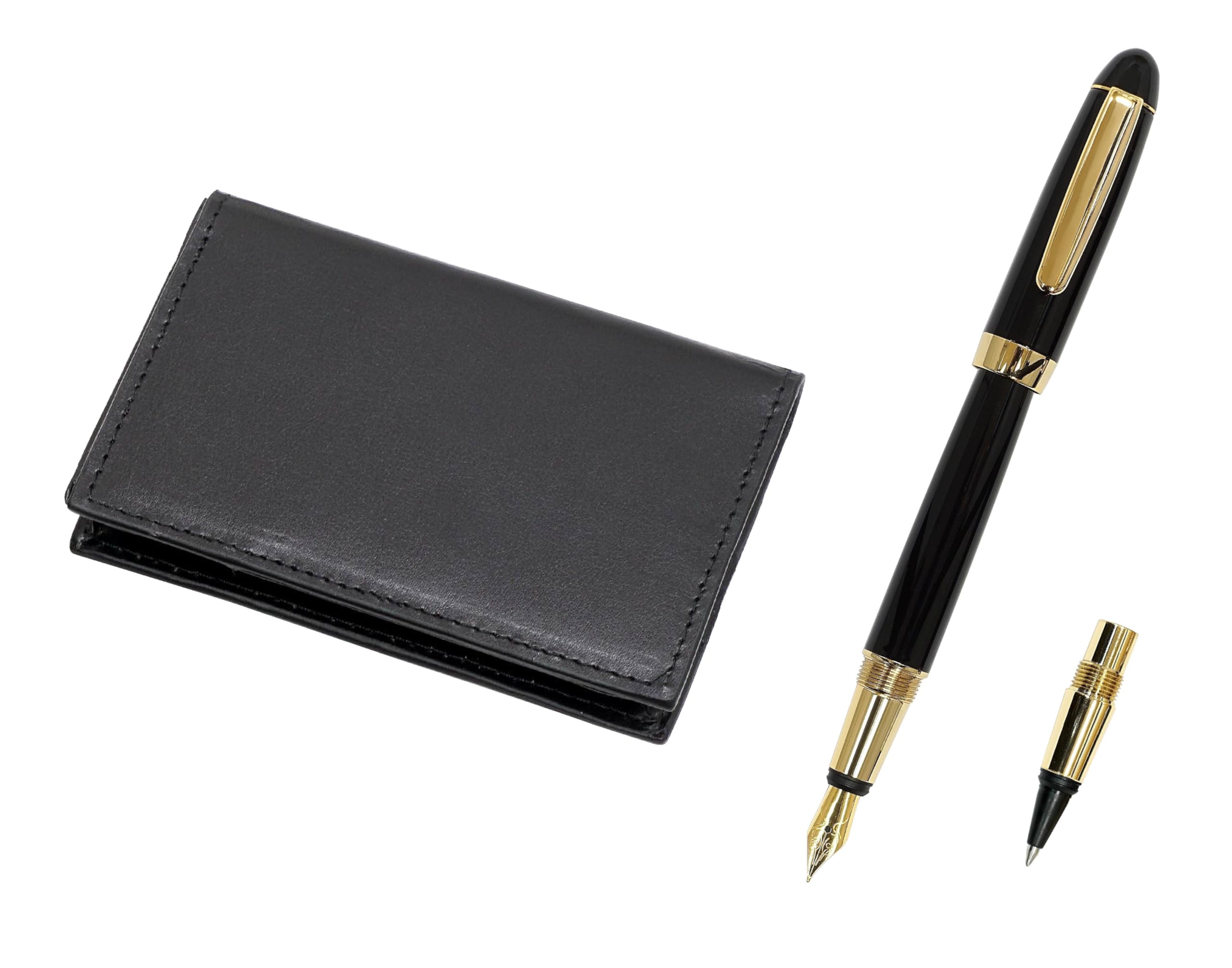 

Exchange BP WX Fountain Pen Ink with Black Recycled Cowhide Business Card Holder (Same Structure) 4-Pocket (T23-LS030B-WX-B) чорний