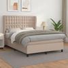 Bed with Mattress - Exclusive House - 140x190 Cm - Cappuccino Faux Leather - Adjustable Headboard
