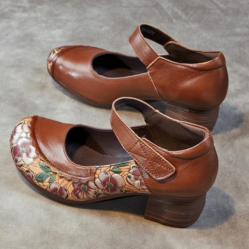 

Small leather shoes wear new autumn mother shoes round head thick heel soft sole women s single shoes women s shoes 41 темно-коричневого кольору