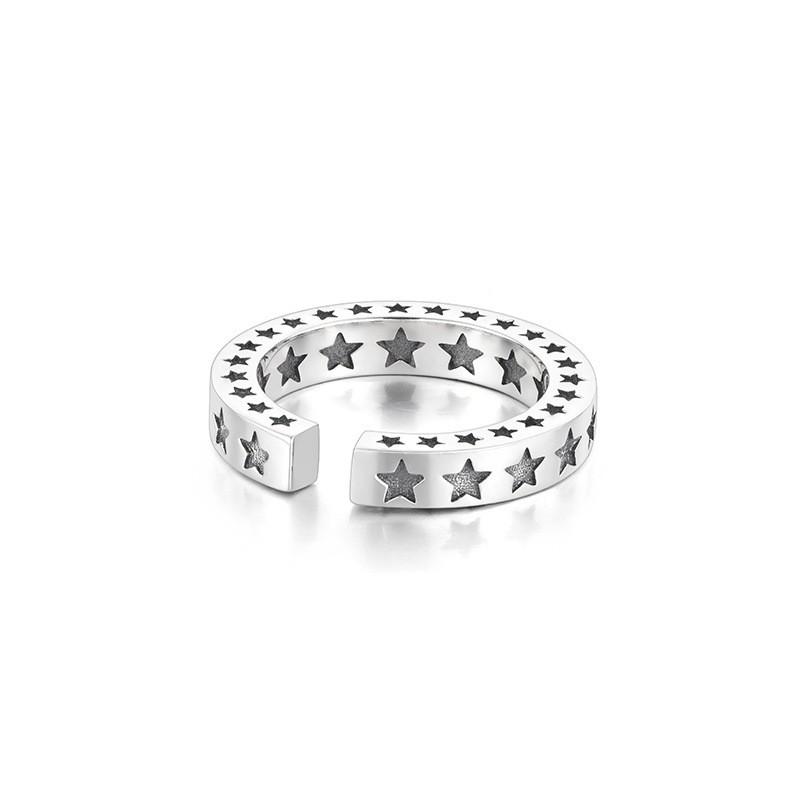 Adjustable Open Ring Men Women Vintage Star Geometric Design Plated Copper Unisex Fashion Jewelry