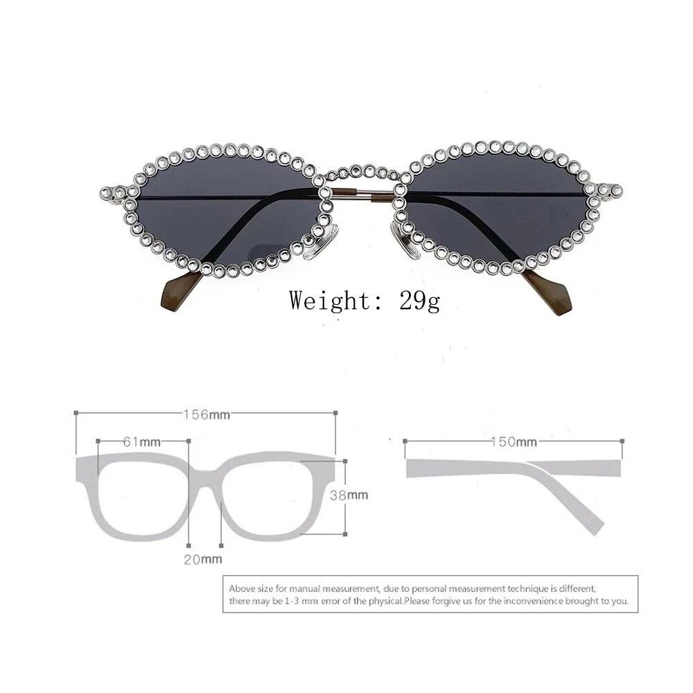 Diamond Oval Ladies Sunglasses Luxury Brand Diamond Small Glasses Japanese and Korean Metal Trend Decoration Oculos De Sol