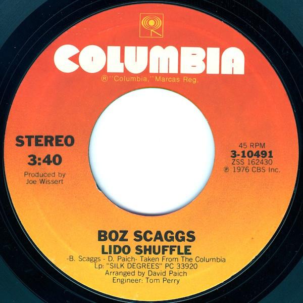 

7inch Record BOZ SCAGGS - Lido Shuffle 310491 Columbia 1976 US Rock Used