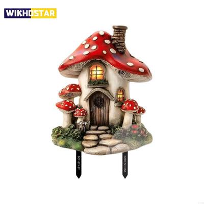 6XDD Estacas de Casa de Hongo de Resina Pintadas a Mano Adornos de Jardín Perfectos Para Entusiastas del Jardín Proyectos DIY Uso Interior Exterior