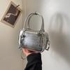 New textured silver small square bag niche versatile large capacity simple shoulder messenger bag bag women