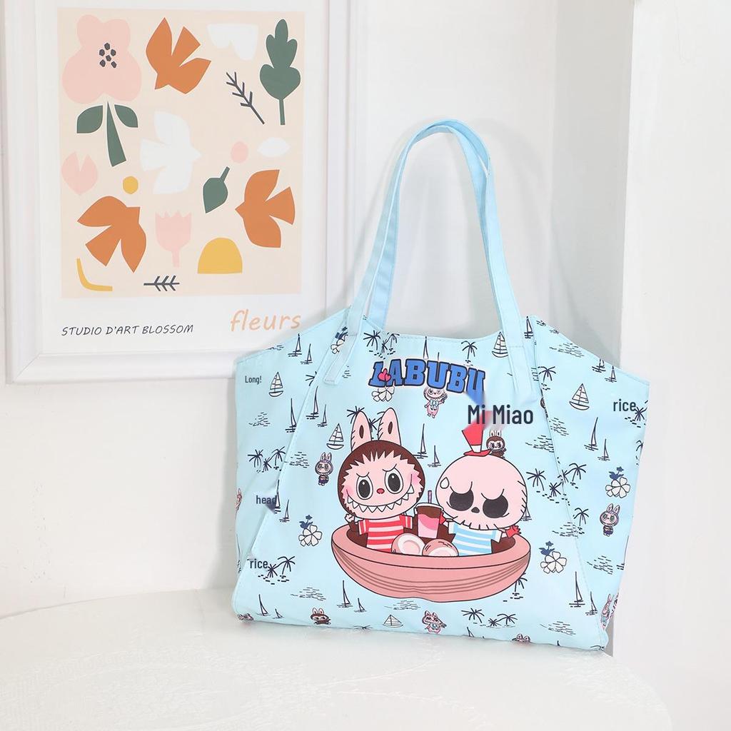 Labubu Cartoon Pop Mart Large Capacity Mummy Shoulder Bag - Portable, Casual Storage for Outings