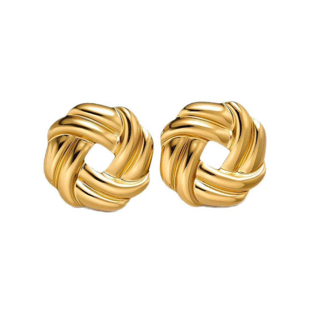 Geometric Irregular 18k Gold Titanium Steel Earrings for Women