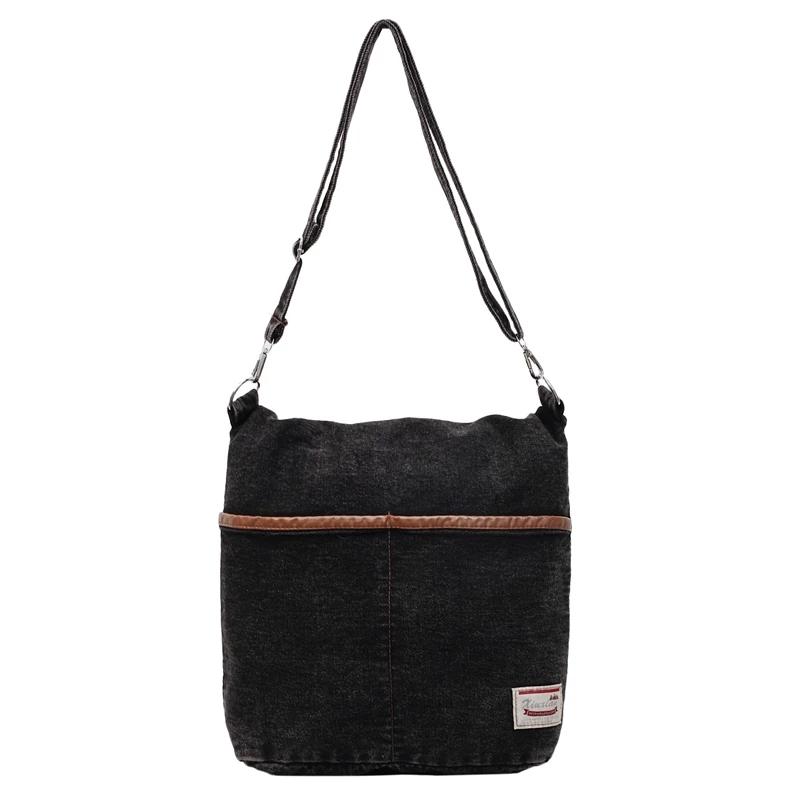 

Fashi Zipper Large Capacity Solid Color Denim Women s Crossbody Bags 2026 High Quality Simple Versatile Casual Shoulder Bags чёрный