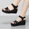 Fashion Patent Leather Shoes Women's Platform Wedges Sandals 2024 Summer Open Toe 6cm High Heels Sandals  Mom Beach Shoes