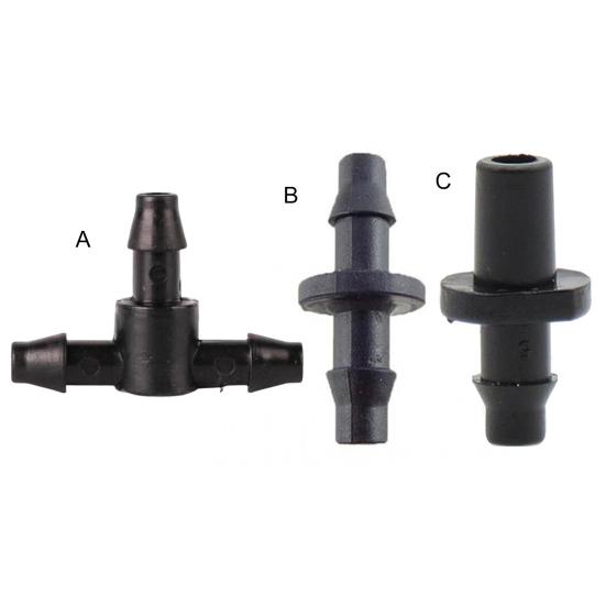 50 Pcs Barbed Hose Connectors Drip Irrigation 1/4" Universal Fittings 3-Way Coupling T Connectors for 4/7 Water Tube Garden Lawn Flower Pot