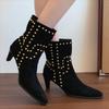 Elegant Suede Women Ankle Boots High Heels Pointed Toe Shoes Winter Pumps  New Trend Goth Fashion Chelsea Short Botas Mujer