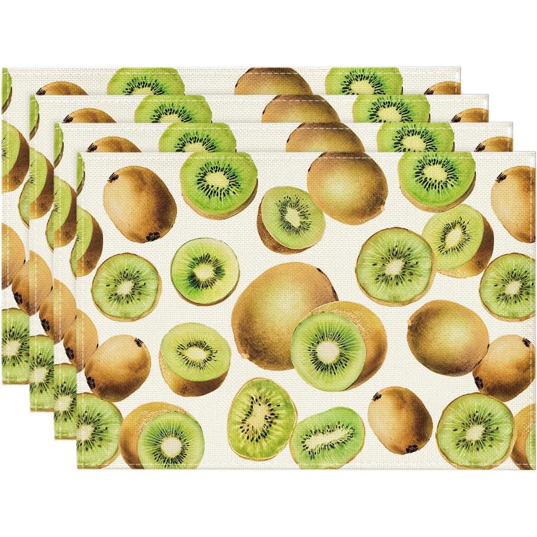 

Of 4 Or 6 Kiwi Fruit Placemats for Summer, Ideal for Spring Celebrations And Kitchen Dining Decor, Measuring 12X18 Inches 30x45cm-4PC
