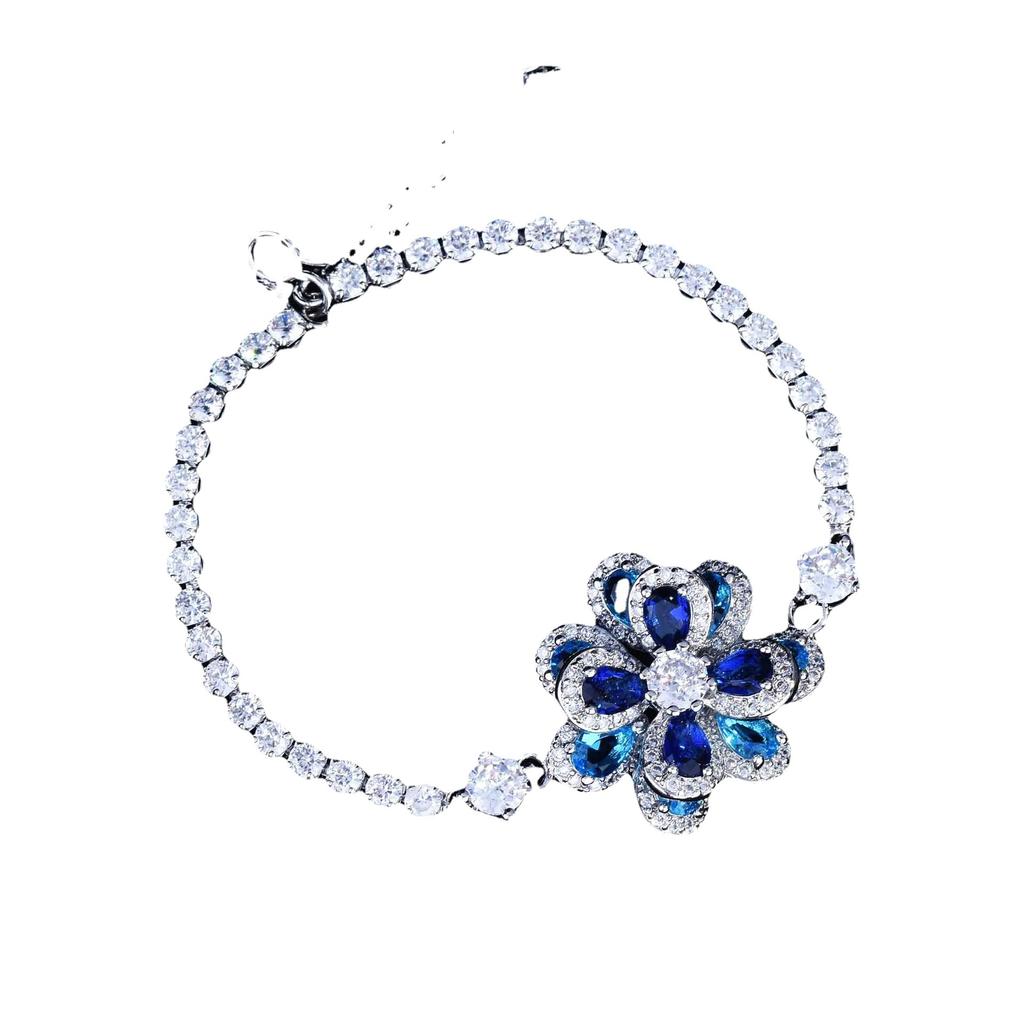 Temperament Color Zircon Flower Set, Needle Earrings, Simple Three-Dimensional Camellia Pendant, Open Ring.