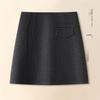 2025 Women's Grey Woolen High Waist A-line Short Skirt - Stylish, Slimming, and Perfect for Autumn/Winter